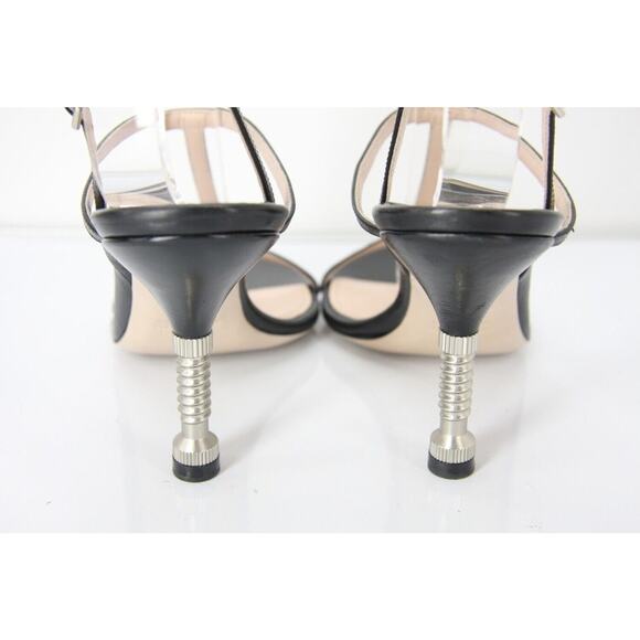 Miu Miu Ankle T Strap Thong Metal Screw Bolt Heel Sandals - Picture 3 of 10